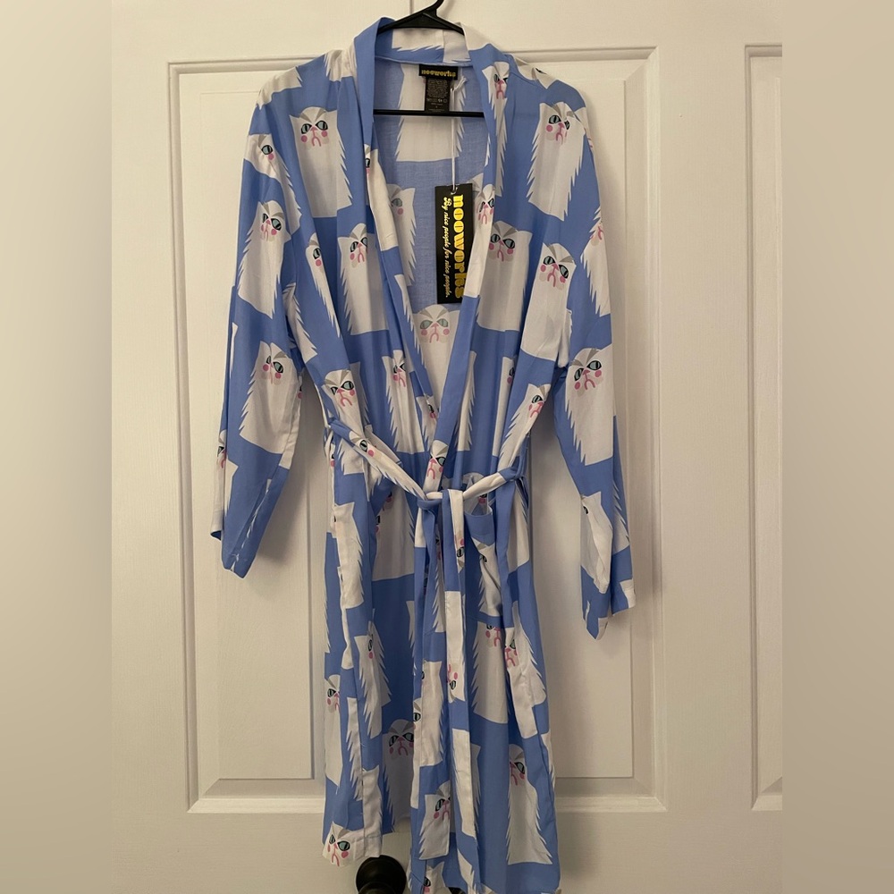 Nooworks Blue Cat Print Robe